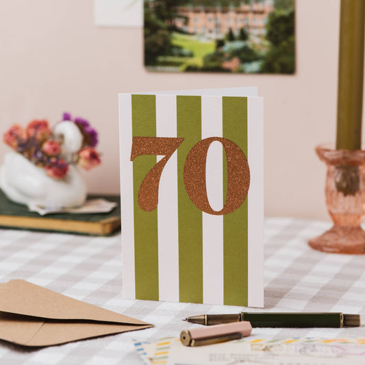 Age 70 Glitter 70th Birthday Card: Naked