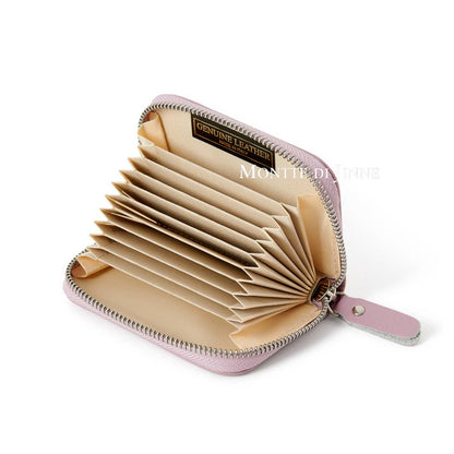 Italian Handmade Mini Zip Card Holder: DARK TAN