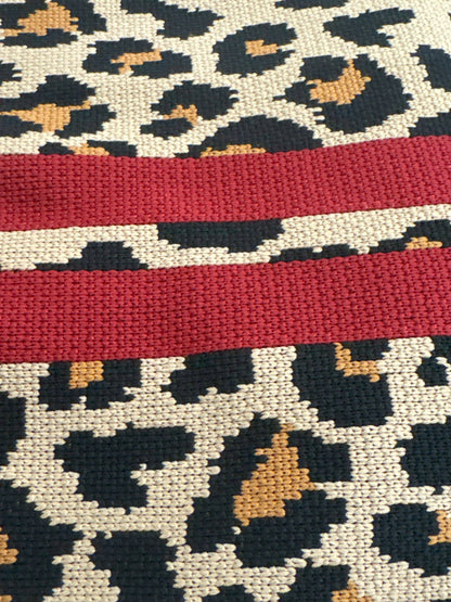 Scarlet Stripe Leopard Knitted bag - Leopard pattern / Medium