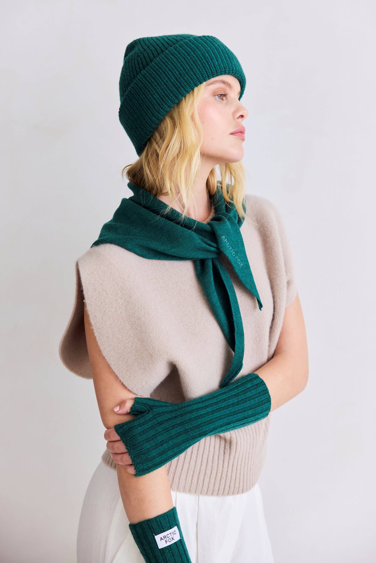 Merino Wool Triangle Scarf - Alpine Fern - AW25
