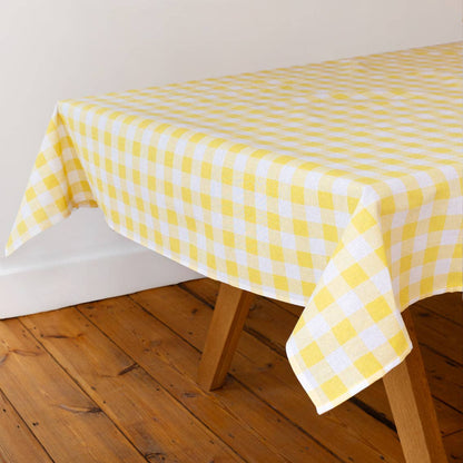 Yellow Gingham Tablecloth | Summer Decor |