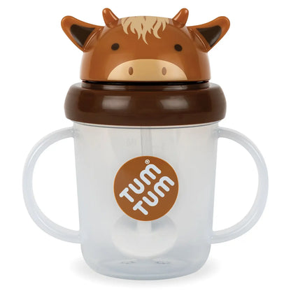 Tippy Up Sippy Cup (Series 3), with Weighted Straw (Valve Free), Clyde Cow 200 ml