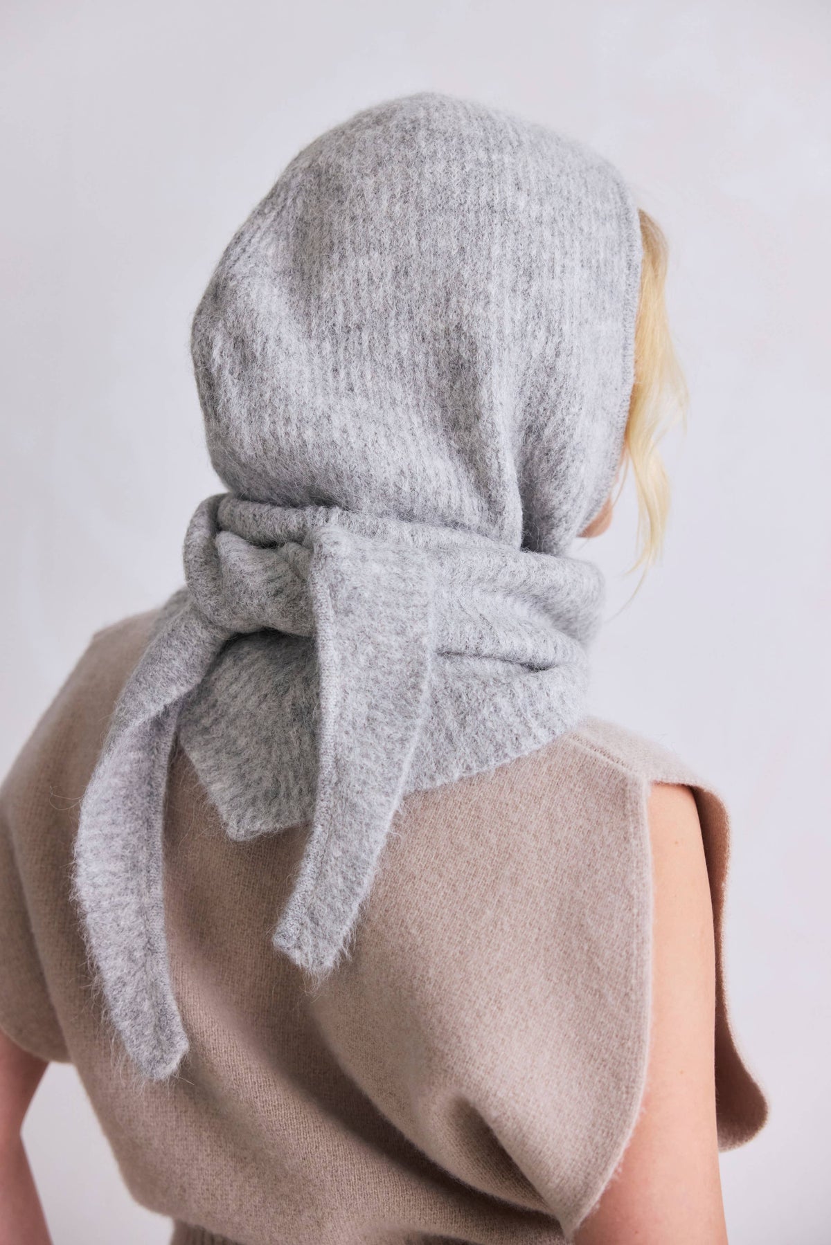 The Alpaca Hooded Scarf - Blizzard Grey - AW25