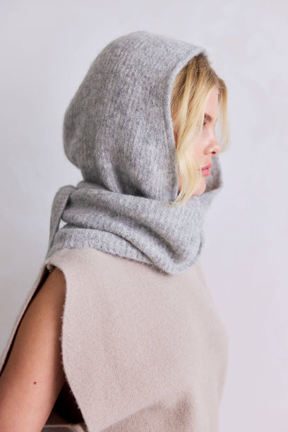 The Alpaca Hooded Scarf - Blizzard Grey - AW25