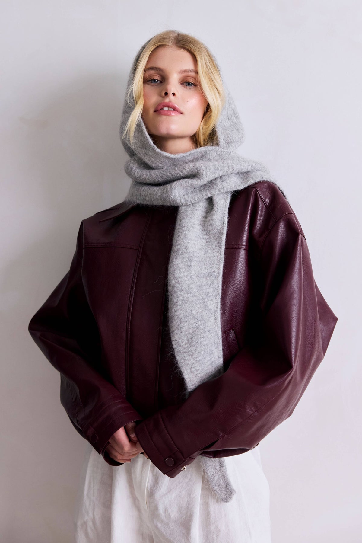 The Alpaca Hooded Scarf - Blizzard Grey - AW25