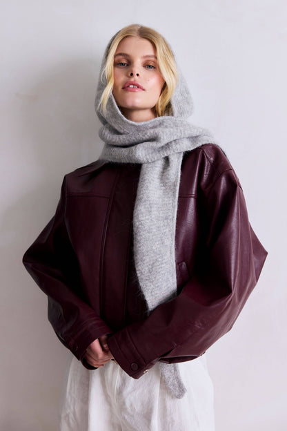 The Alpaca Hooded Scarf - Blizzard Grey - AW25