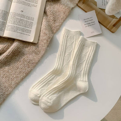 Warm Socks - Knitted Cashmere Crew Cozy Socks For Women: Dark khaki