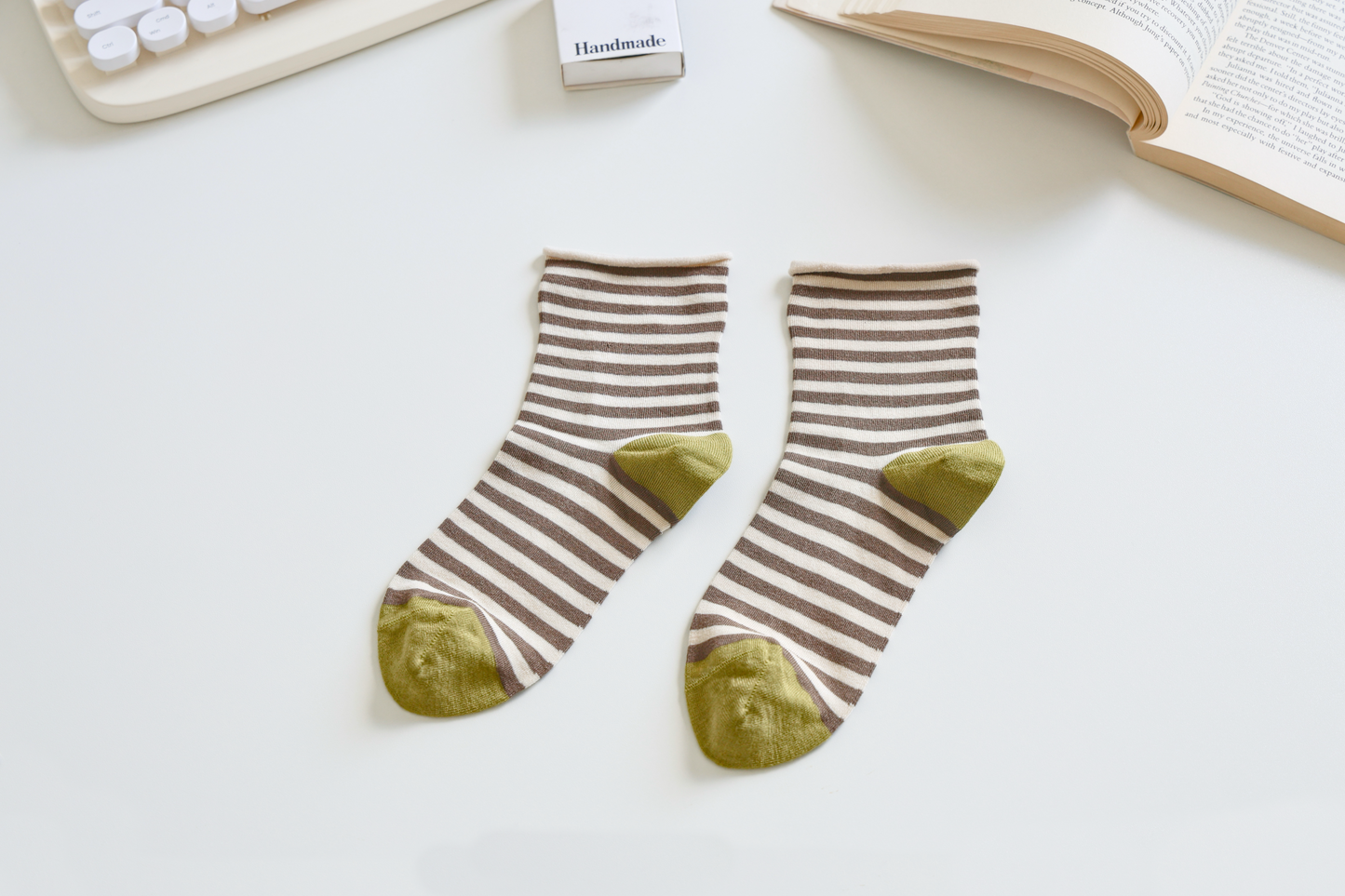 Women's Mulberry Silk Socks - Soft, Breathable Striped Socks: Green