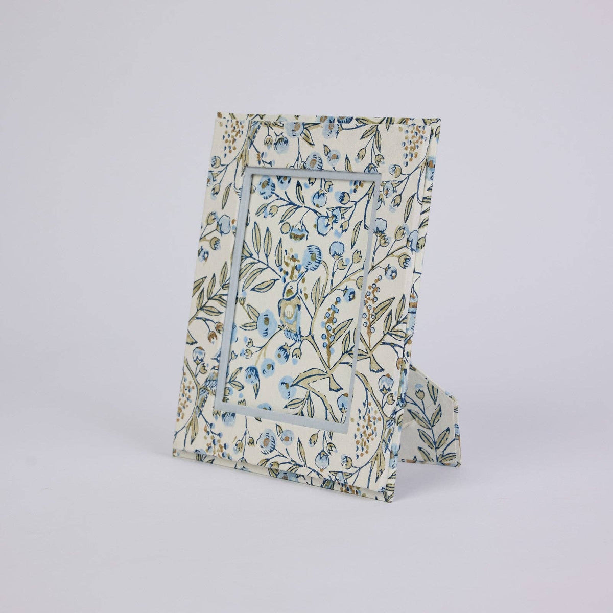 Block Printed Picture Frame (5x7) - Songbird Blue Stone