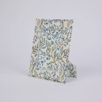 Block Printed Picture Frame (5x7) - Songbird Blue Stone