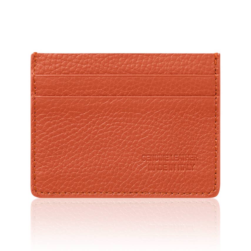 Italian Handmade Genuine Leather Dual-Sided Cardholder: Burnt Orange