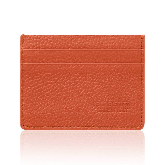 Italian Handmade Genuine Leather Dual-Sided Cardholder: Burnt Orange