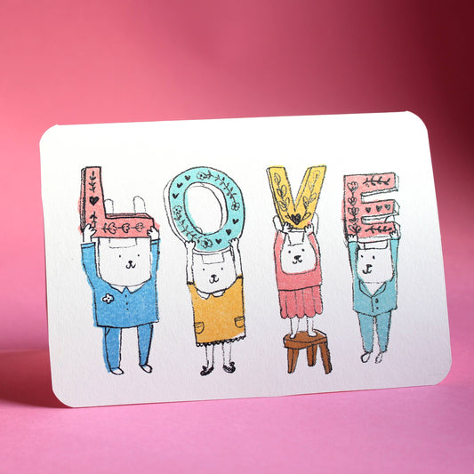 Bunny Love Letters Valentine Card