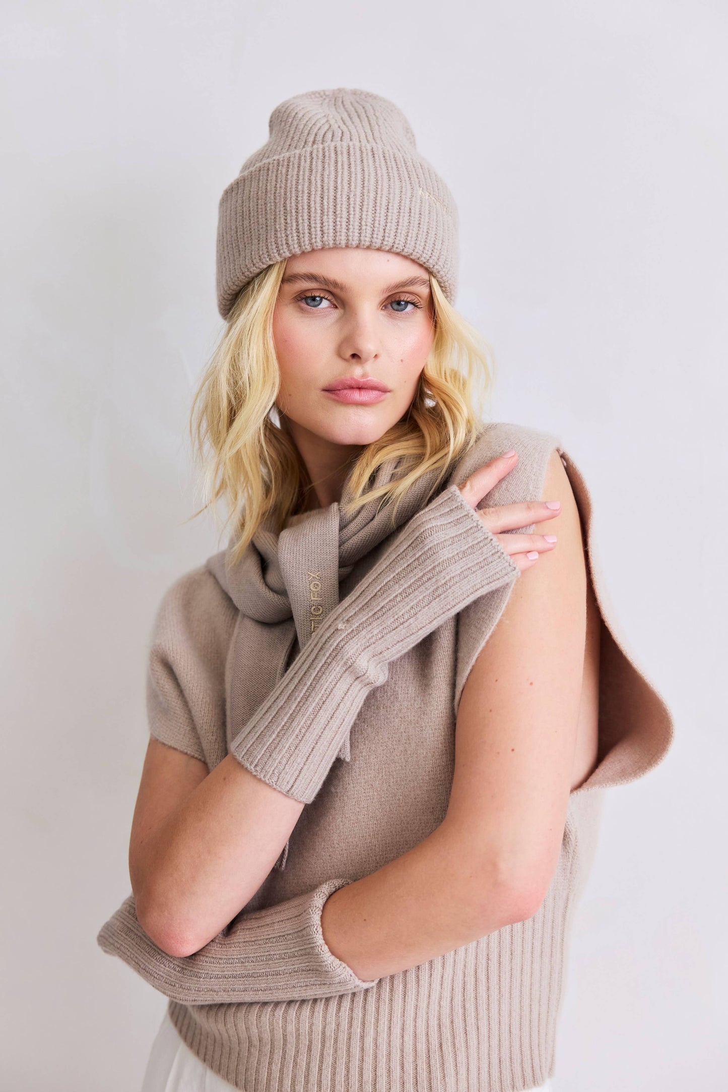 Merino Wool Fingerless Gloves - Soft Taupe - AW25