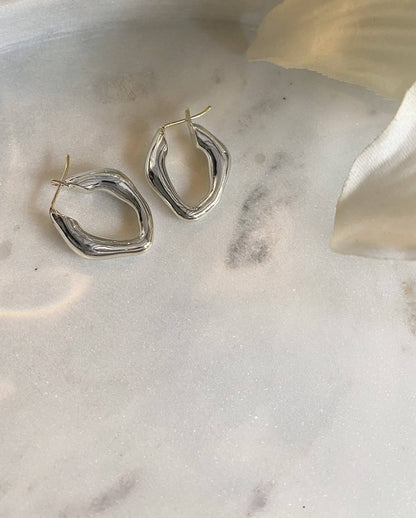 White Gold Signature Hoop Earring - Liv