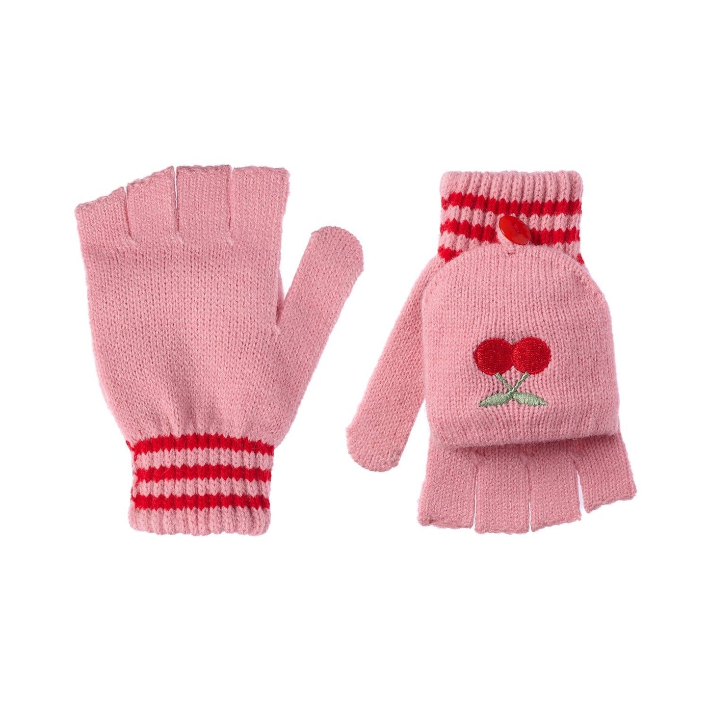 Cheerful Cherry Knitted Gloves - 3-6 Years