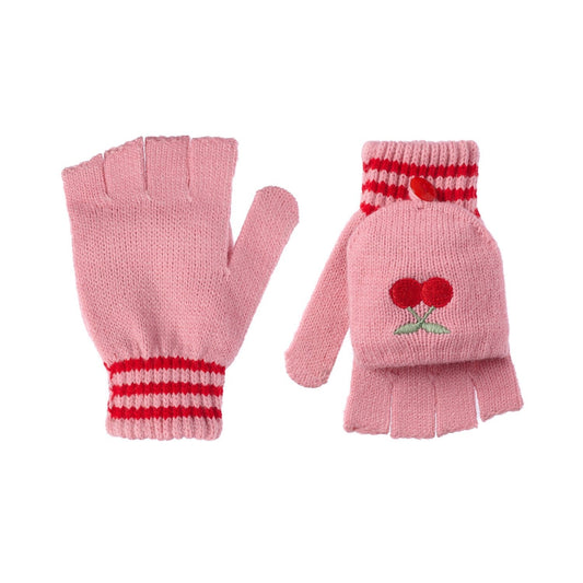 Cheerful Cherry Knitted Gloves - 3-6 Years
