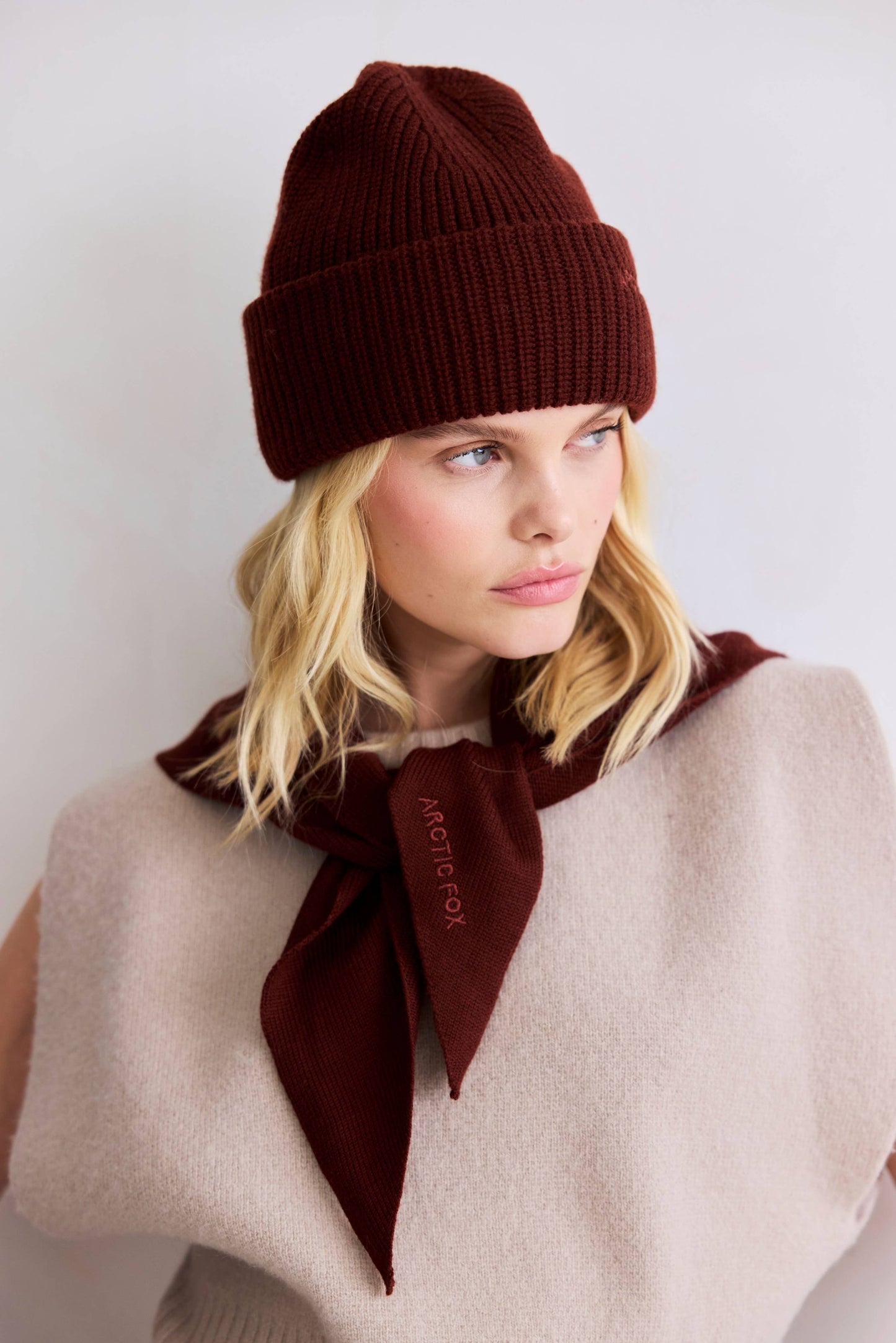 Merino Wool Triangle Scarf - Dark Walnut Brown - AW25