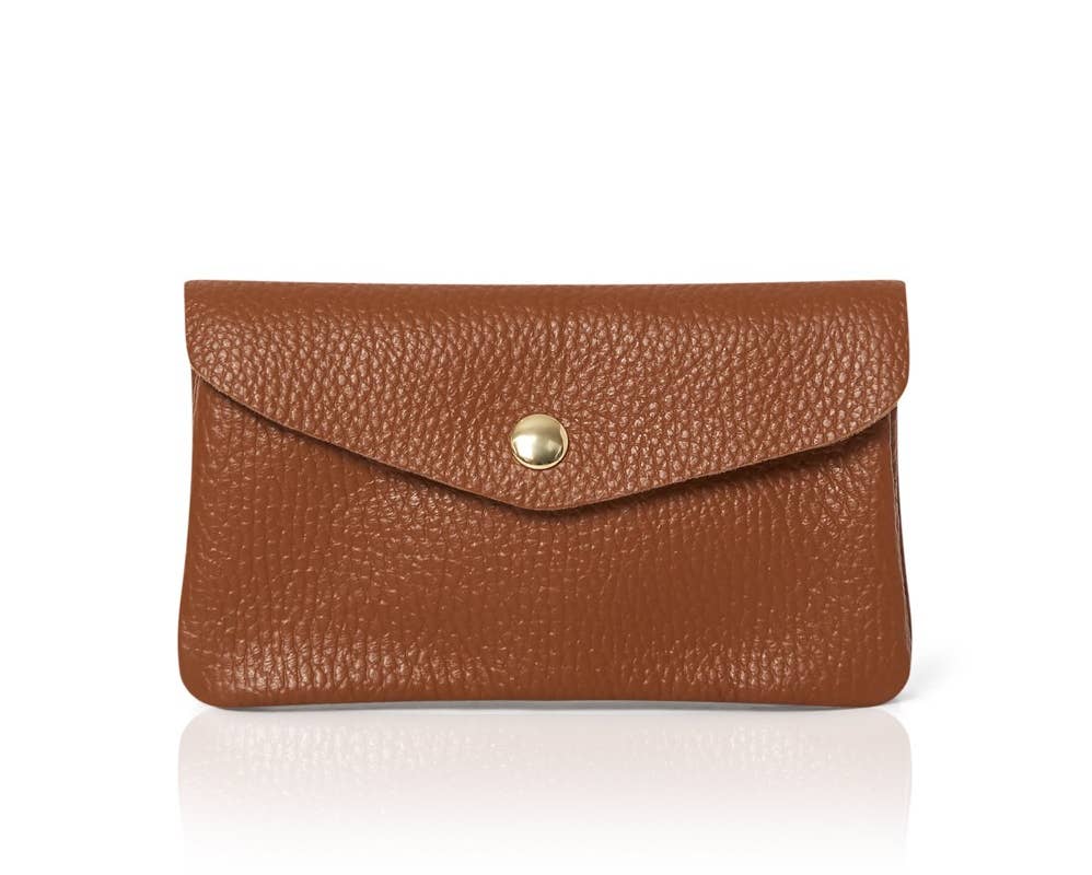 Genuine Leather Coin Purse And Card Holder-Medium: Orange