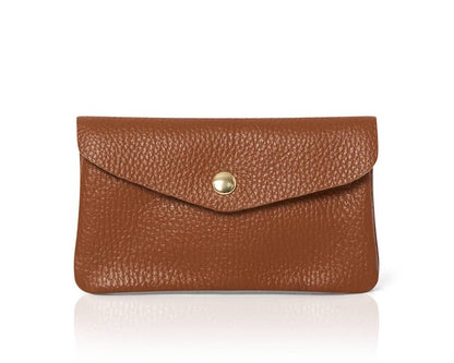 Genuine Leather Coin Purse And Card Holder-Medium: Orange