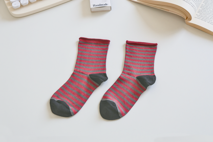 Women's Mulberry Silk Socks - Soft, Breathable Striped Socks: Blue