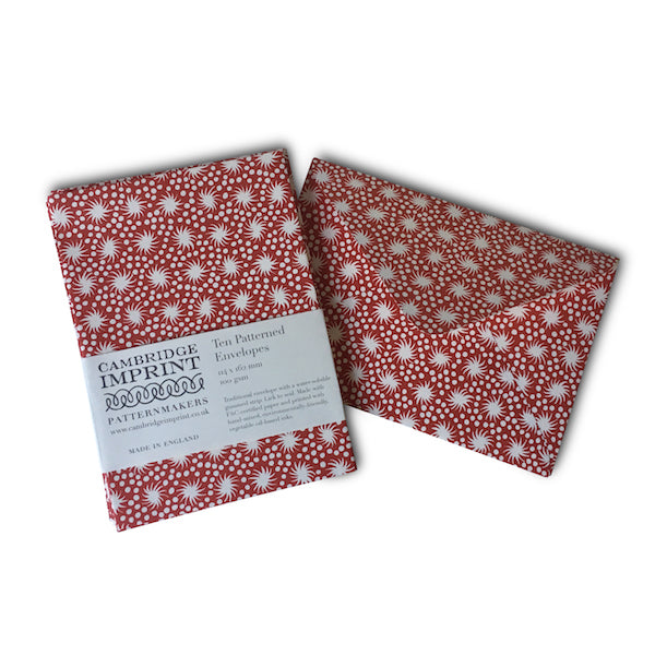 Packet of 10 Patterned Envelopes - Animalcules Crimson