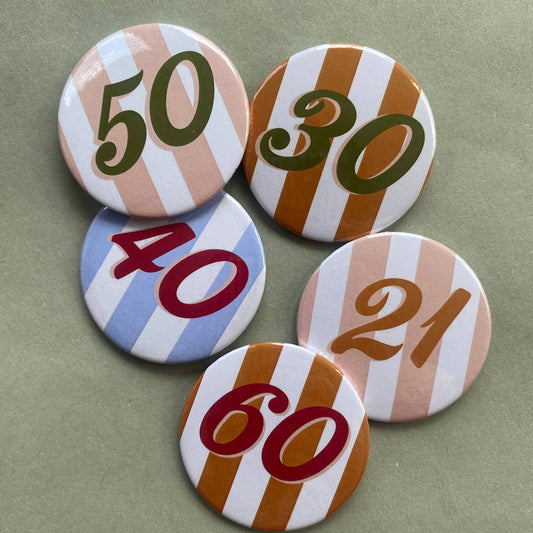 30th Seaside Stripe Birthday Age Badge