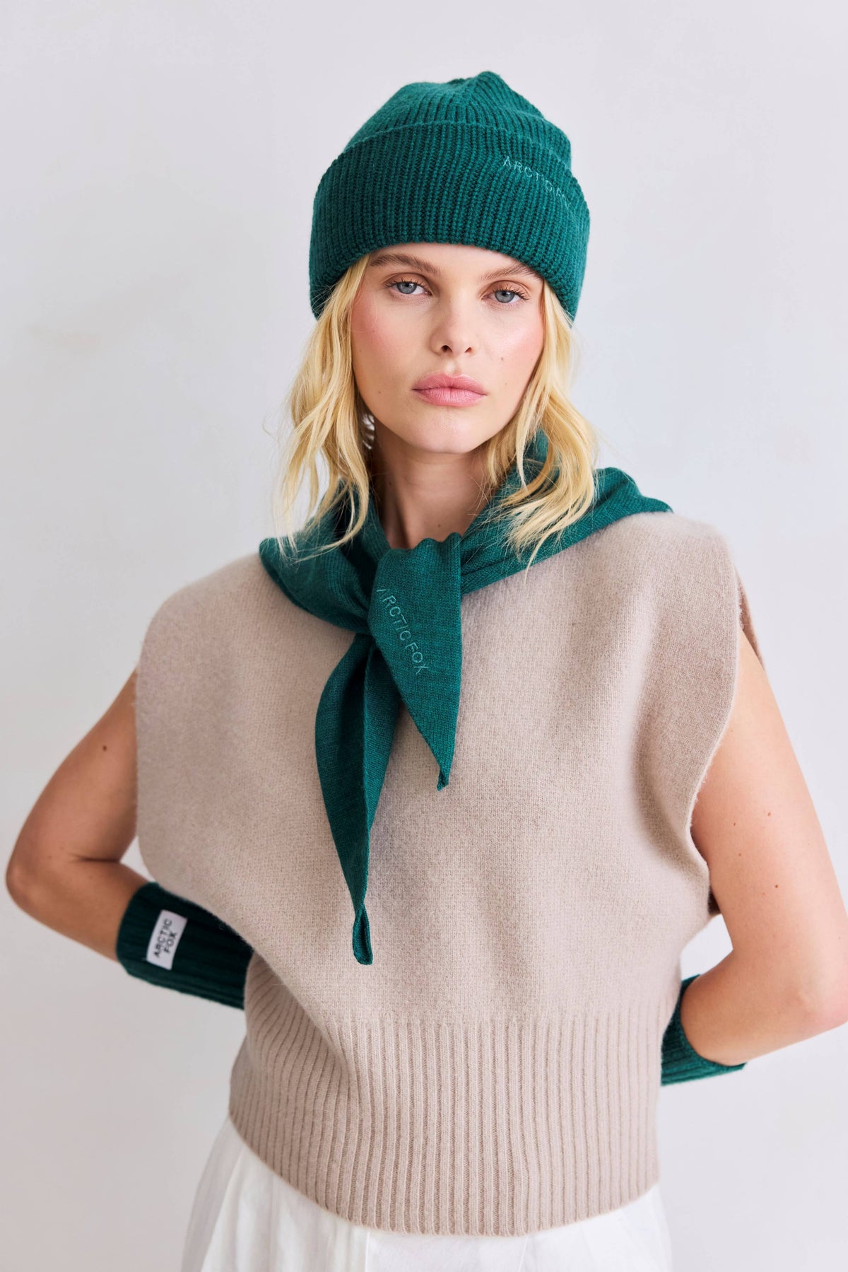 Merino Wool Triangle Scarf - Alpine Fern - AW25