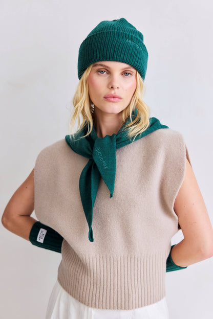 Merino Wool Triangle Scarf - Alpine Fern - AW25