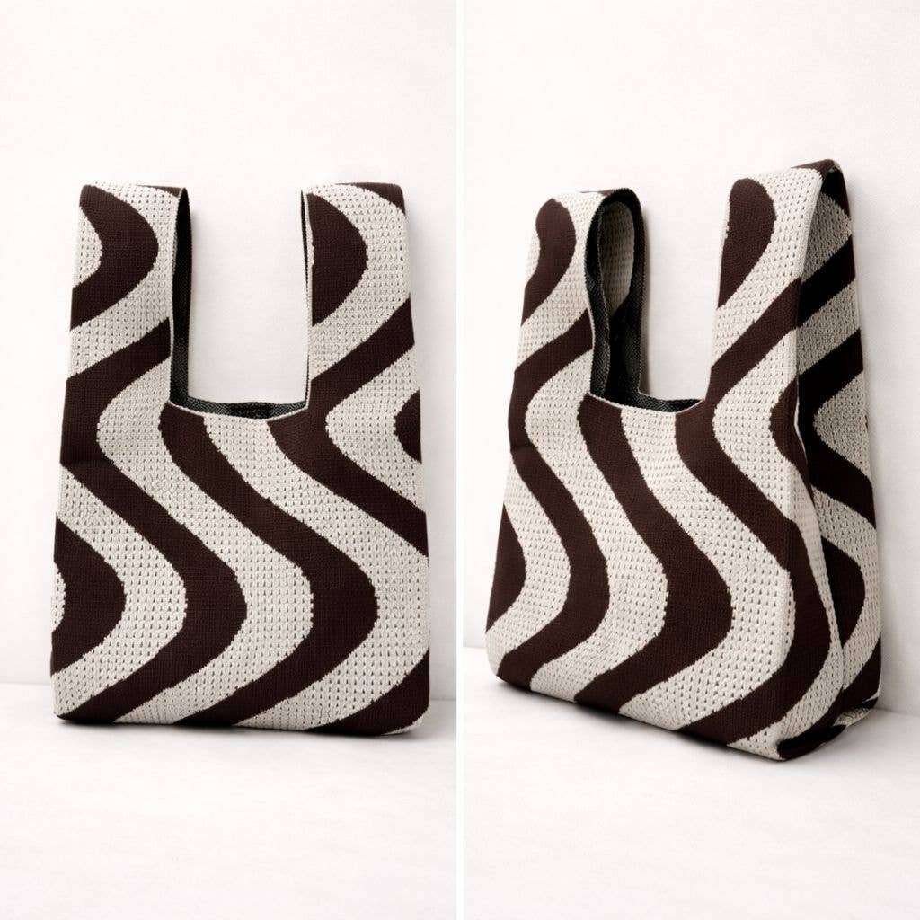 Sunset Swirl - Knitted Bag: Pink and orange / Medium