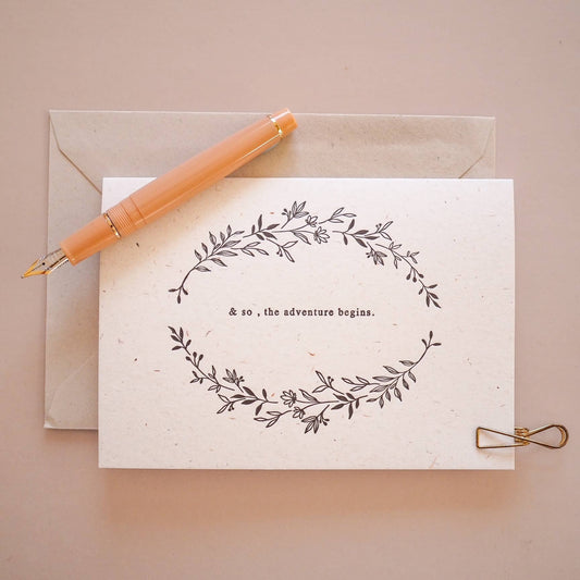 & so the adventure begins letterpress card