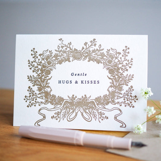 Gentle hugs & kisses letterpress card
