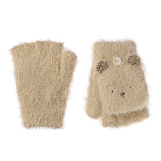 Teddy Bear Fluffy Gloves - 3-6 Years