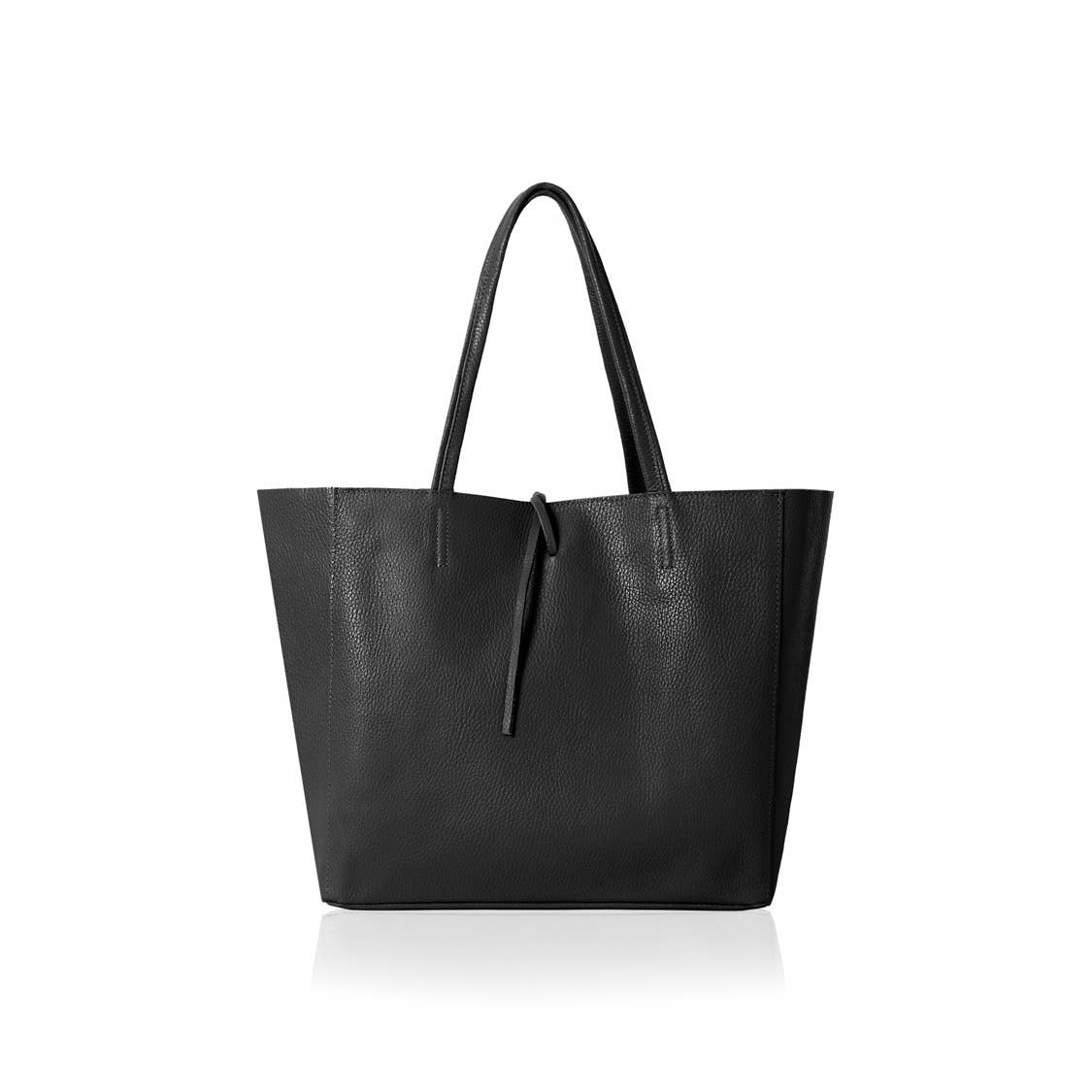 Italian Handmade Genuine Leather Oversized Tote Bag: BLACK