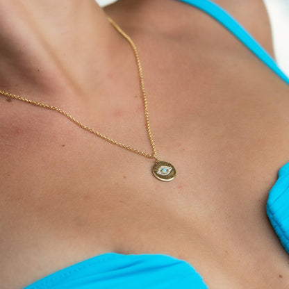 Evil Eye Pendant Necklace: Chain: 40-45cm / 18k Gold Plated Sterling Silver