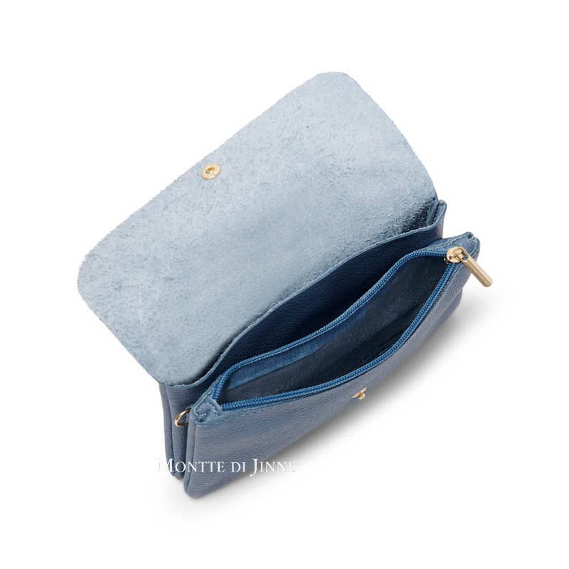 Italian Leather Classic Small Messenger Crossbody Bag: Gold