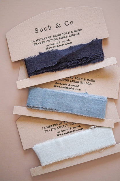 Hand frayed linen ribbon: Ballet pink