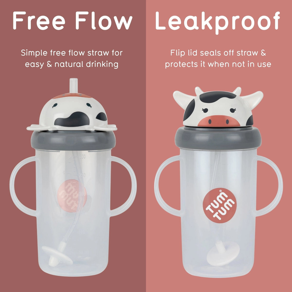 Tippy Up Sippy Cup (Series 3), with Weighted Straw (Valve Free), Connie Cow 300 ml (Copy)