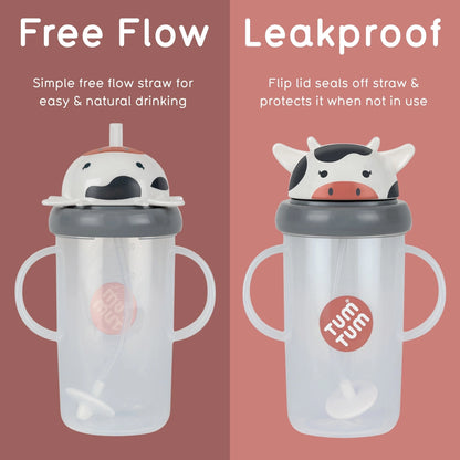 Tippy Up Sippy Cup (Series 3), with Weighted Straw (Valve Free), Connie Cow 300 ml (Copy)