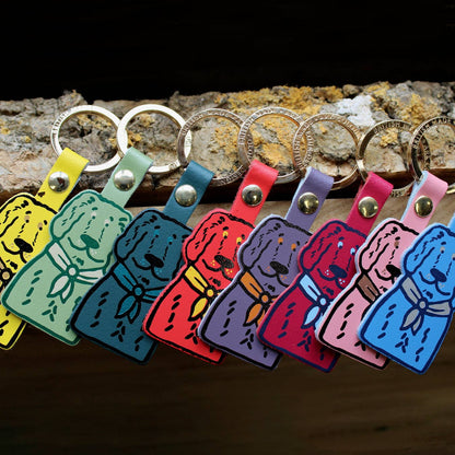 Spaniel | Leather Key Ring | Gold Plated: Sage