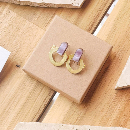 Around Brass Stud Earrings in Lilac