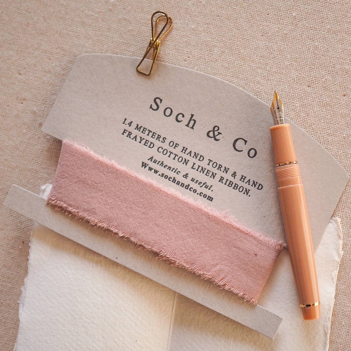 Hand frayed linen ribbon: Mid blue