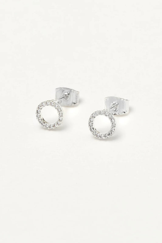 CZ Circle Earrings - Silver Plated