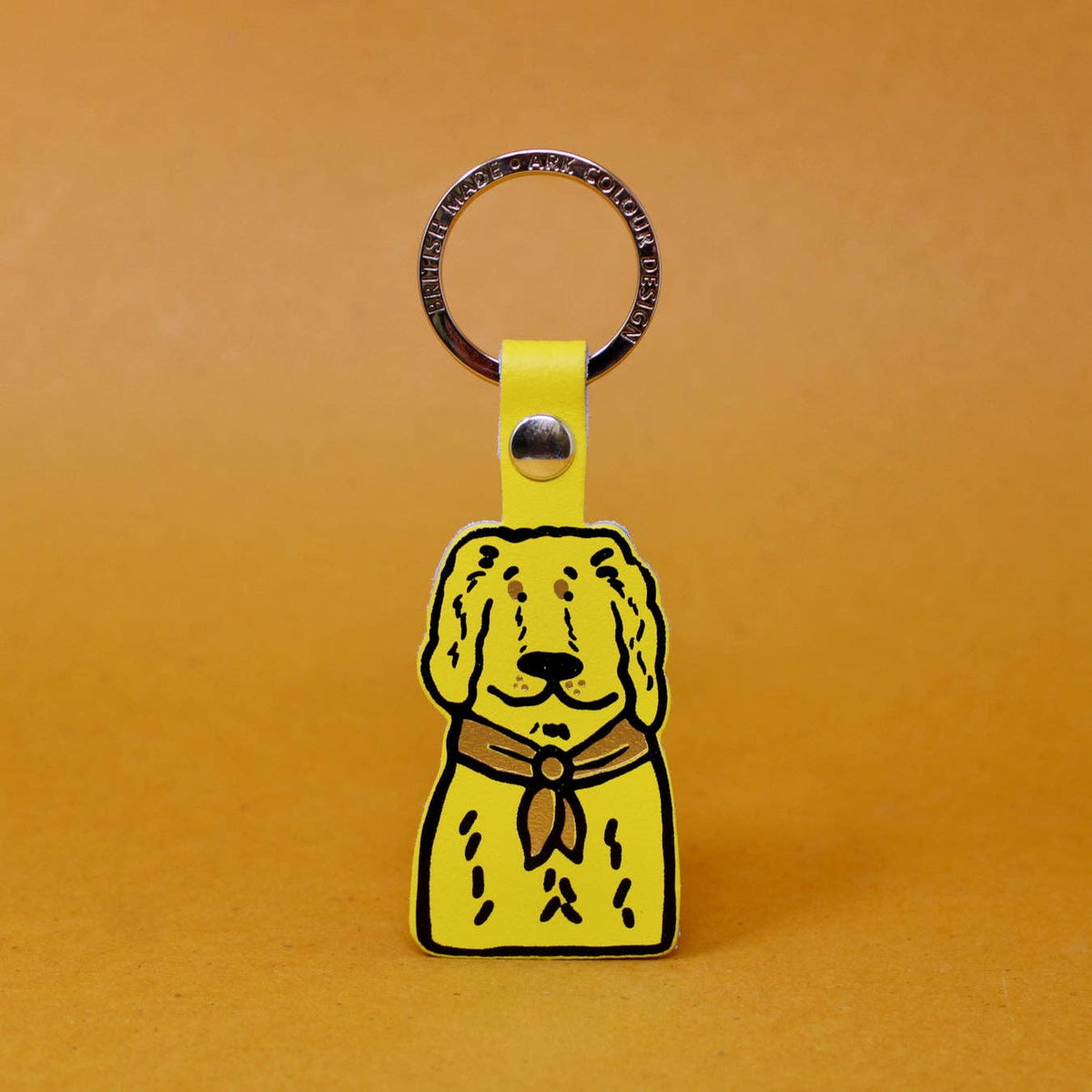 Spaniel | Leather Key Ring | Gold Plated: Sage