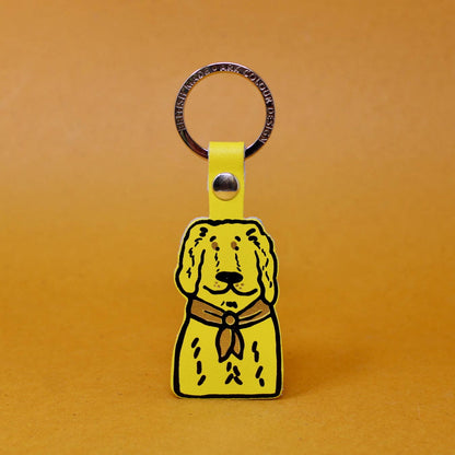 Spaniel | Leather Key Ring | Gold Plated: Sage