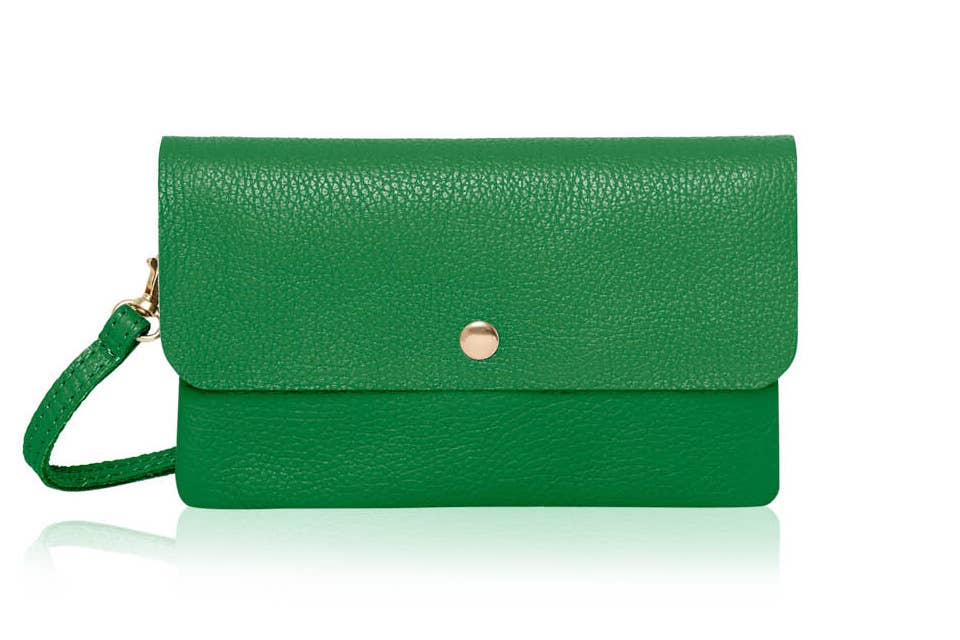 Italian Leather Classic Small Messenger Crossbody Bag: Navy