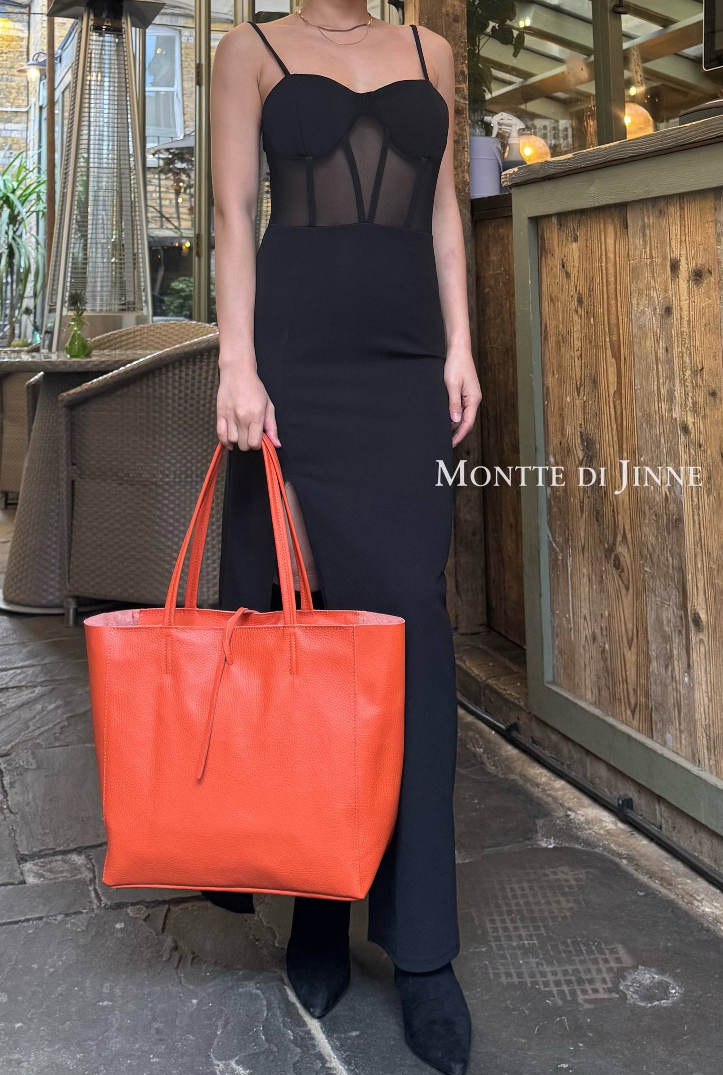 Italian Handmade Genuine Leather Oversized Tote Bag: DARK TAN