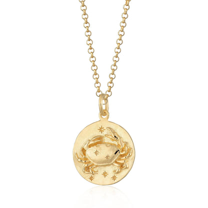 Gold Cancer Zodiac Necklace