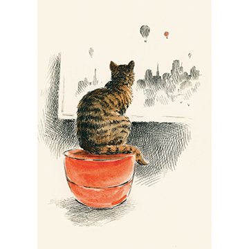 Cat Looking Out Of Window Petite Card