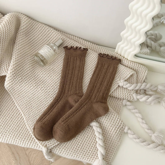 Breathable Ruffle Socks - Knitted Wool Warm Crew Socks: No.5